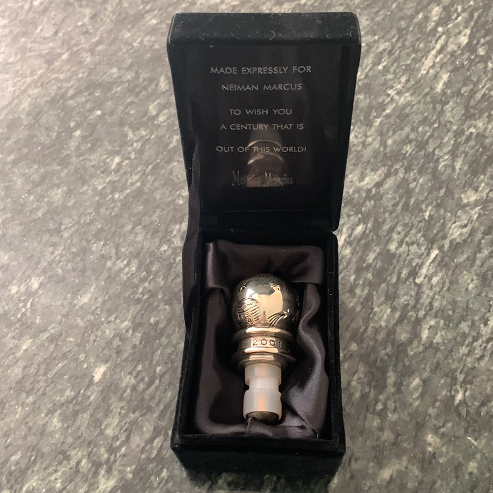 Neiman Marcus Silver Plate Wine StopperVelvet Box